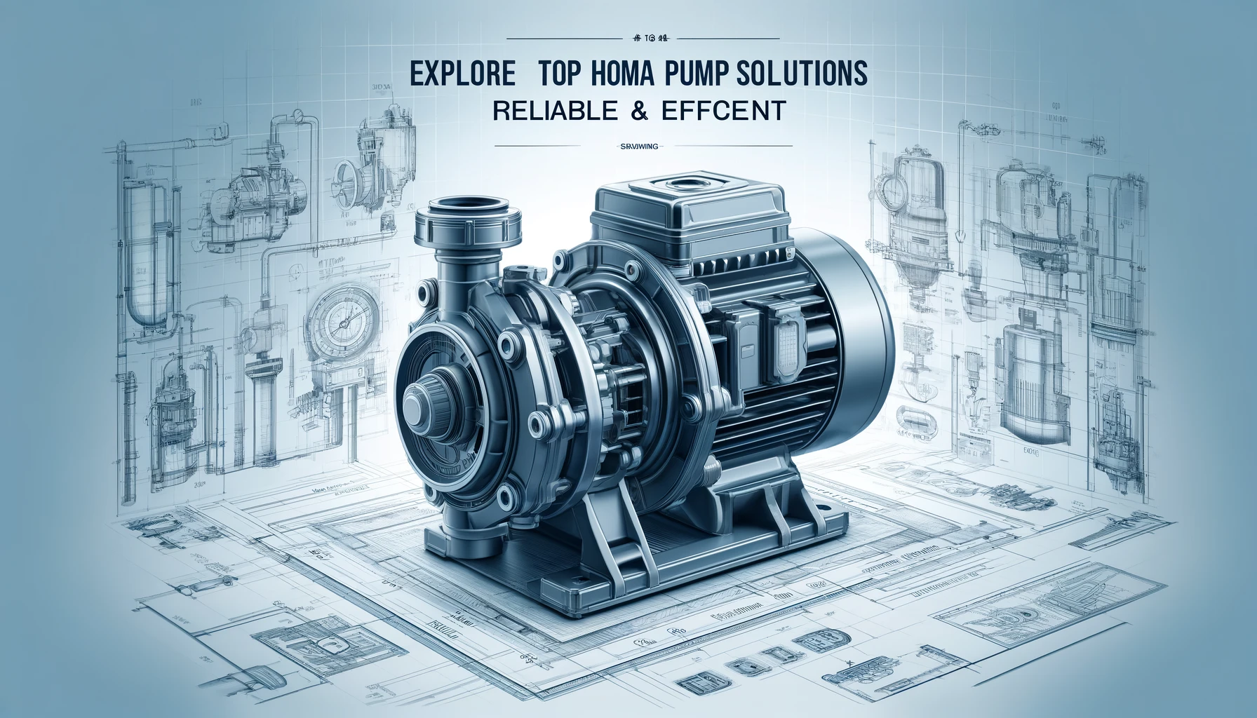 Advertisement for Homa Pump Solutions featuring a series of efficient water pumps on a blueprint background.